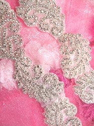 TS131 Silver Beaded Crystal Rhinestone Trim