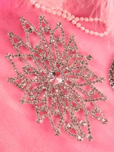 TS53 Silver Crystal Clear Rhinestone Applique Embellishment 5.5"