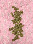 Embroidered Floral 3D Applique Gold Rose Patch Craft Motif 10.5" (W44)