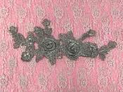 Embroidered Floral 3D Applique Silver Rose Patch Craft Motif 10.5" (W44)