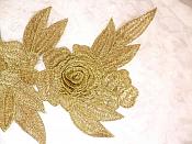 Embroidered Floral 3D Applique Gold Rose Patch Craft Motif 16.75" (W45)
