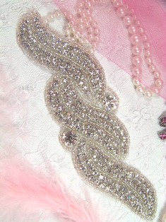 XR10 Silvia Glass Rhinestone Beaded Applique 6.5"