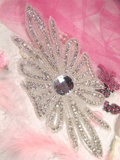 X12 Elegant Elizabeth Glass Beaded Rhinestone Applique 8.75"