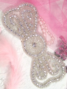 XR13 Jessica Glass Beaded Rhinestone Applique 6"