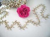 Gold Setting Crystal AB Aurora Borealis Rhinestone Leaf Vine Trim (XR115)