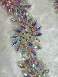 XR120 Aurora Borealis Marquise Swirl Crystal AB Rhinestone Embellishing Trim