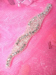 XR129 Silver Beaded Crystal Rhinestone Applique 4.75"