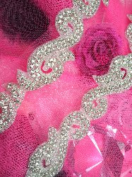 XR130 Silver Beaded Crystal Rhinestone Trim