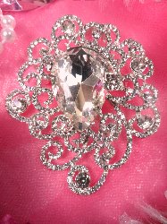 XR148 Silver Crystal Clear Rhinestone Victorian Bridal Brooch