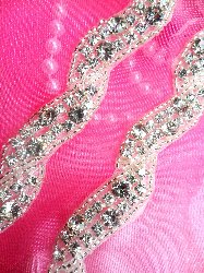 XR179 Rhinestone Trim Crystal Clear Twisted Silver Beaded .75"