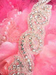 XR213 (34" Long) Crystal Clear Rhinestone Silver Beaded 1.25"