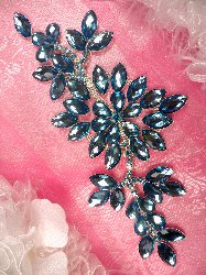 XR218 Turquoise Crystal Rhinestone Applique Embellishment 7.5"