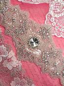 XR245 Large Crystal Rhinestone Applique Bridal Sash Motif Silver Beaded & Glass 16.5"