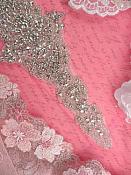 XR252 Crystal Rhinestone Applique Bridal Sash Motif Silver Beaded & Glass 10.5"