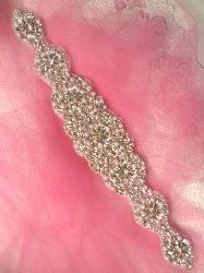 XR257 Crystal Rhinestone Applique Silver Settings w/ Pearls 13.75"