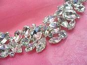 XR262 Crystal Rhinestone Applique Embellishment Silver Settings 9"