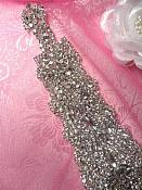 Endless Rhinestones Bridal Sash Applique Bridal Gown Costume Pageant Patch 13.25" XR267