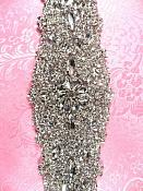 Endless Rhinestones Bridal Sash Applique Bridal Gown Costume Pageant Patch 13.25" XR267