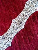 XR290 Crystal Unlimited Rhinestones Applique Silver Beaded Bridal Sash Patch Motif 17.5"