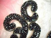 Sequin Appliques Evergreen Scroll Designer Beaded Iron On Hot Fix Mirror Pair 7" (XR357X)