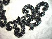 Sequin Appliques Evergreen Scroll Designer Beaded Iron On Hot Fix Mirror Pair 7" (XR357X)
