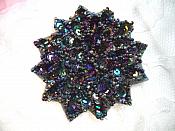 Black AB Sequin Applique Floral Beaded Iron on Patch 3" (XR364)