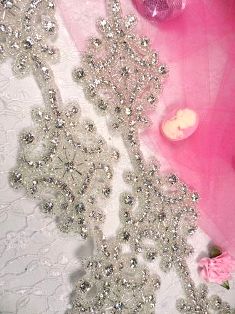 XR80 Crystal Clear Rhinestone Beaded Trim 2.75" x 35"