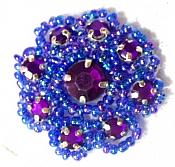 A0474A  Purple AB Rhinestone Jewel Floral Applique 1.25"