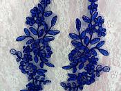 Designer Appliques Lace Embroidered Mirror Pair Blue Costume Patch DH128X
