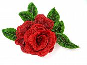 3D Embroidered Applique Red Single Floral Sewing Supply Clothing Patch BL159