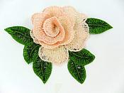 3D Embroidered Applique Peach Single Floral Sewing Supply Clothing Patch BL159