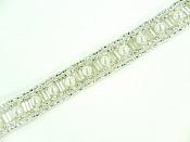Silver Beaded Bridal Sewing Trim accented w/ Pearls FS4537