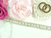 Silver Beaded Bridal Sewing Trim accented w/ Pearls FS4537