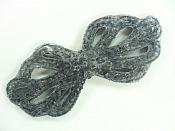 Applique Patch Glass Beaded Black Costume Sewing Motif 5" JB213