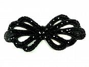 Applique Patch Glass Beaded Black Costume Sewing Motif 5" JB213
