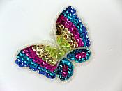 Butterfly Applique Sequin Beaded Multi-Color 3.5"