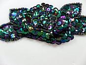 Flower Applique Black AB Sequin Beaded Patch 3.5" F43