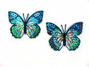 Appliques Set of Two Butterflies Sequin Embroidered Multi-Color 1.75" F37