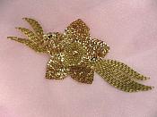 Reduced Gold Floral Sequin Beaded Applique 7" K8511