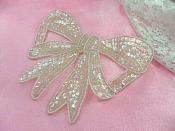 Crystal AB Large Bow Sequin Beaded Applique 6.75"