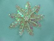Flower Applique Crystal AB Sequin Beaded Patch 3" F33