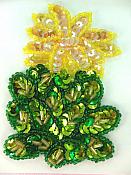 Self Adhesive Cactus Flower Applique Beaded Sequin Patch 3.5" LC1674