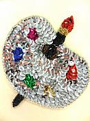 Paint Brush and Paint Beaded Sequin Applique 4.5" LC1644