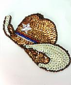Self Adhesive Cowboy Hat Applique Beaded Sequin Patch 4.5" LC1689