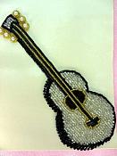 Self Adhesive Guitar Applique Beaded Sequin Patch 6" LC1633
