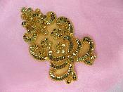 Elegant Gold Sequin Beaded Applique Patch 5.75" F82