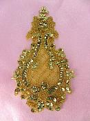 Bottle of Glory Gold Sequin Beaded Applique 6" F81