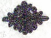 Applique Purple Peacock Classy Beaded Patch Glass Stones 4" JB115