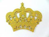 Gold Crown Embroidered Applique Patch 3" F62