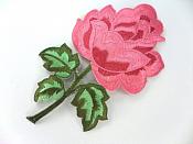 Rose Embroidered Pink Mauve Applique Patch 5.25" F63